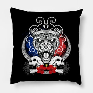 Philippines Headhunter Tribal line Art Tiger Pillow