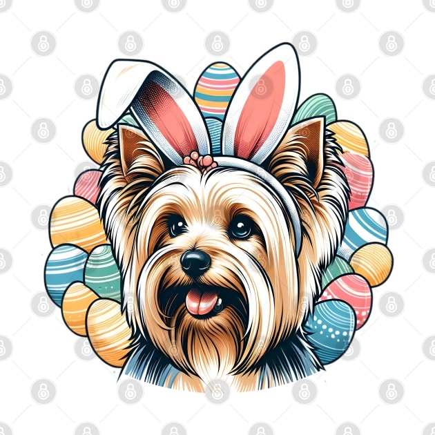 Silky Terrier with Bunny Ears Celebrates Easter Delight by ArtRUs