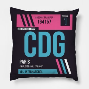 Paris (CDG) Airport Code Baggage Tag Pillow