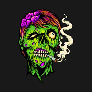 Brains and Weed - Happy Halloweed Trippy Zombie T-Shirt