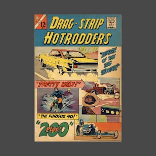 Retro Vintage Sports Cars Comic Book Cover Artwork T-Shirt