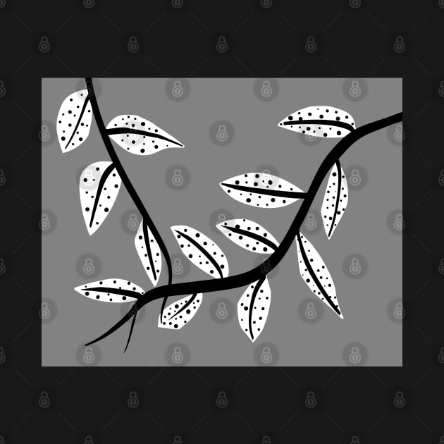 Abstract Leaf Art Black And White On Gray by art64