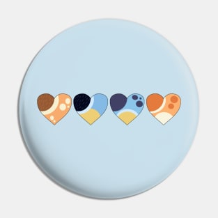 Heeler Family Love Hearts | Bluey-Inspired Color Palette Hearts Pin