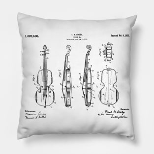 Horizontal Violin Patent Black Pillow