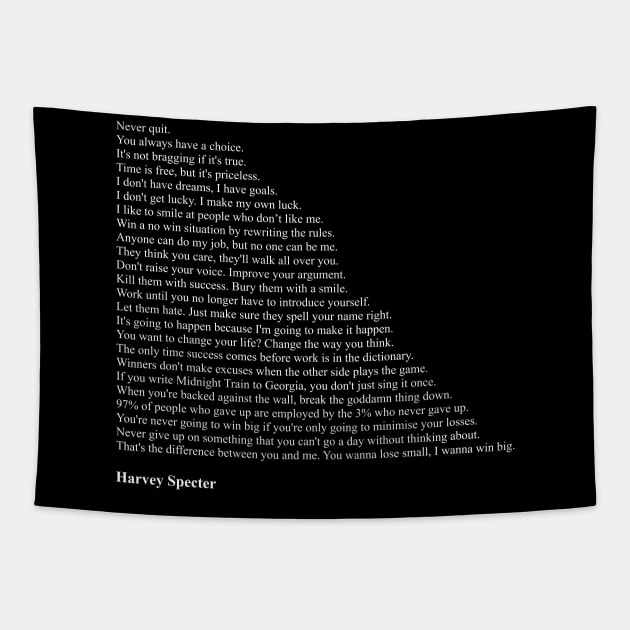 Harvey Specter Quotes Tapestry by qqqueiru