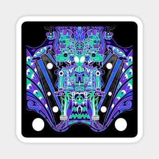 dark alien in mictlan travel and adventure astronaut in mexican patterns Magnet