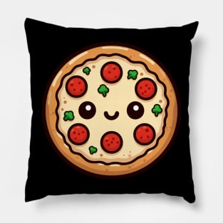 Cute Pepperoni Pizza in Kawaii Style | Design for Pizza Lovers | Pizza Party and Chill Pillow