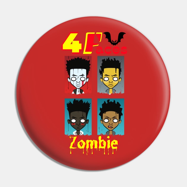 4Faces Zombie Pin by FehuMarcinArt