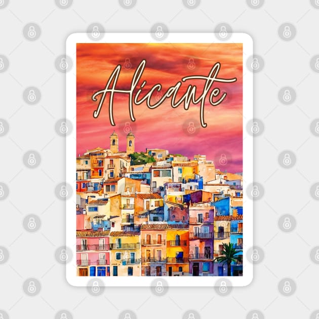 Alicante Vibrant Travel Poster – Colorful Spain Art Print Magnet by TuncGK