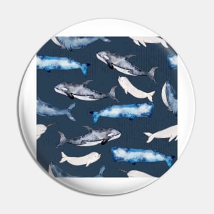 Watercolor Whales Pattern Pin