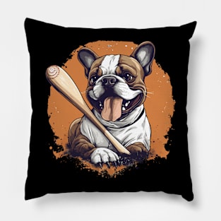 French Bulldog Playing Baseball Pillow