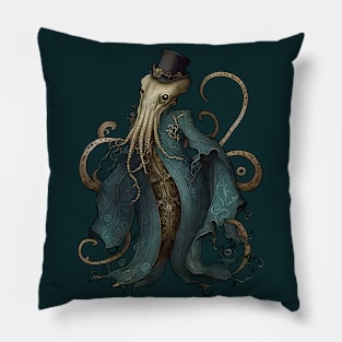 Victorian Octopus With A Top Hat Art Nouveau Illustration Pillow