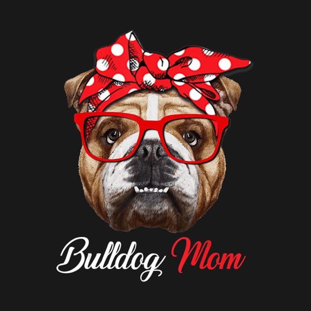 Bulldog With Red Headband Glasses Bulldog Mom by timski