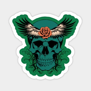 skull wings rose Magnet