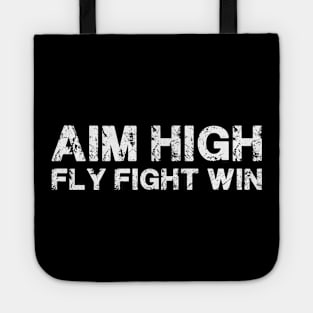 Aim High Fly Fight Win USAF White Tote