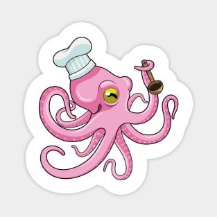 Octopus as Cook with Wooden spoon Magnet