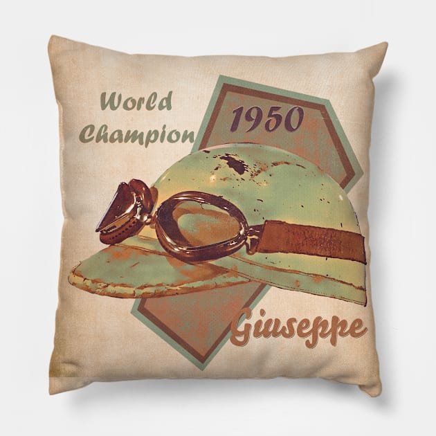 1950 Giuseppe Farina Pillow by Popcult Posters