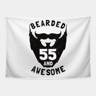 55th Birthday Gift Bearded 55 And Awesome Tapestry