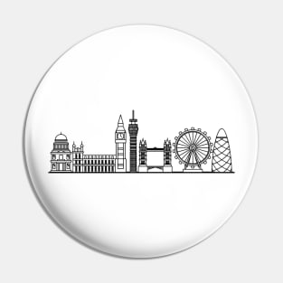 London Skyline in black with details Pin