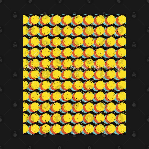Yellow Trippy Glitched Retro Dot Pattern by Jennggaa