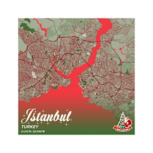 Istanbul - Turkey Christmas Map T-Shirt