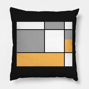 Squares and Rectangles  Gold , Grey, and White Pillow