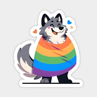 Comfy Womfy Furry Pride Wolf LGBTQ Rainbow Magnet