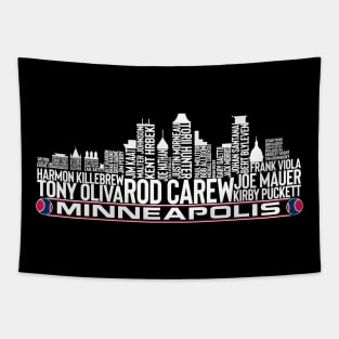 Minnesota Baseball Team All Time Legends Minneapolis City Skyline Tapestry