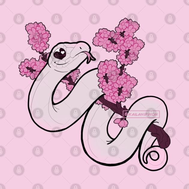 Cute Cherry Blossom Snake: White by kailanipinon