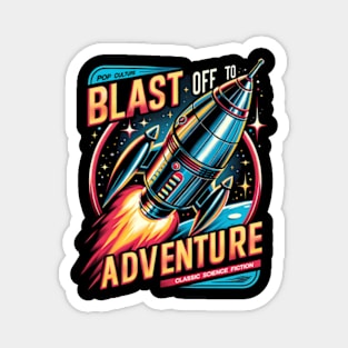 Blast off to Adventure - Retro Magnet