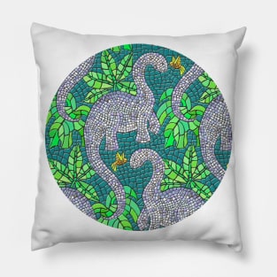 Mosaic Dinosaurs and Hummingbirds Pillow