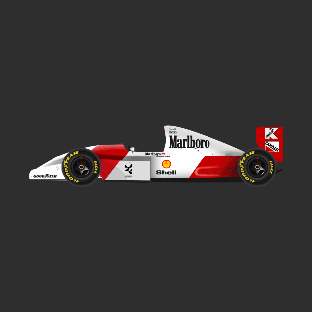 Ayrton Senna's McLaren Honda MP4/8 Illustration by Burro Wheel