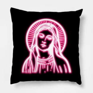 Pink Neon Virgin Mary Pillow