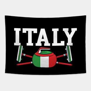 Italy Curling Broom ice Sports Italia Italian Flag Curling Tapestry