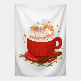 Shiba Inu Coffee Time Tapestry