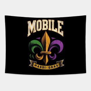 Mobile Mardi Gras Majesty: Vintage Fleur-de-lis Celebration Shirt" Tapestry