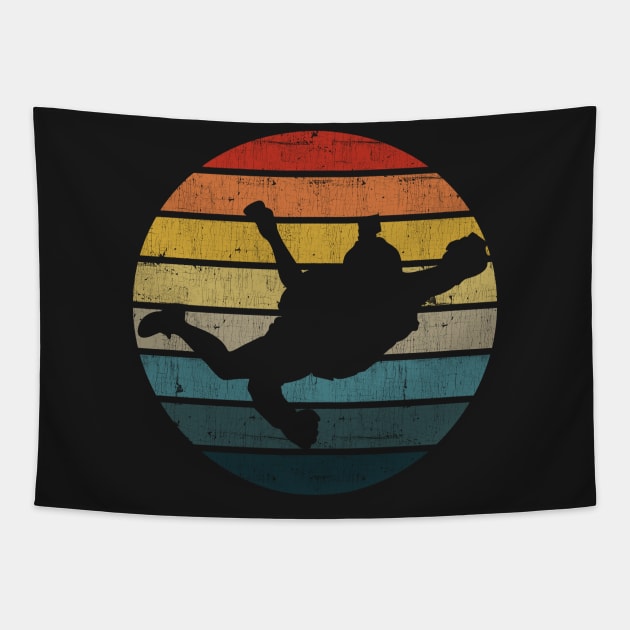 BASE jumping Silhouette On A Distressed Retro Sunset graphic Tapestry by theodoros20