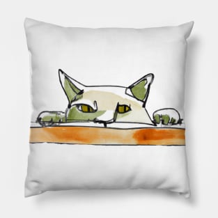 Cat Peering Over Table Pillow