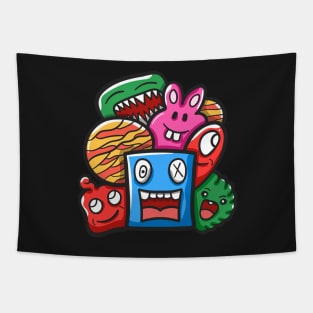 Monster Character Doodle Art Tapestry