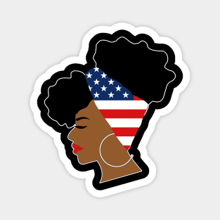 American Flag Afro Scarf Natural Hair Puff Magnet