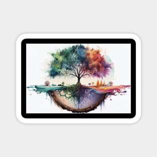 Tree of life watercolor reflection Magnet