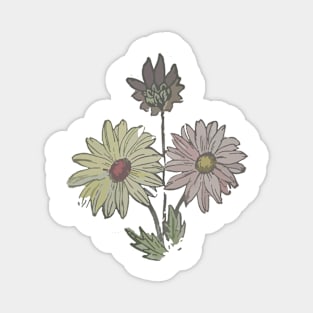 Flowers Retro Vintage 60s Drawing Magnet