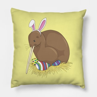 Kiwi Easter Bunny with Easter Egg Hunt Eggs Pillow