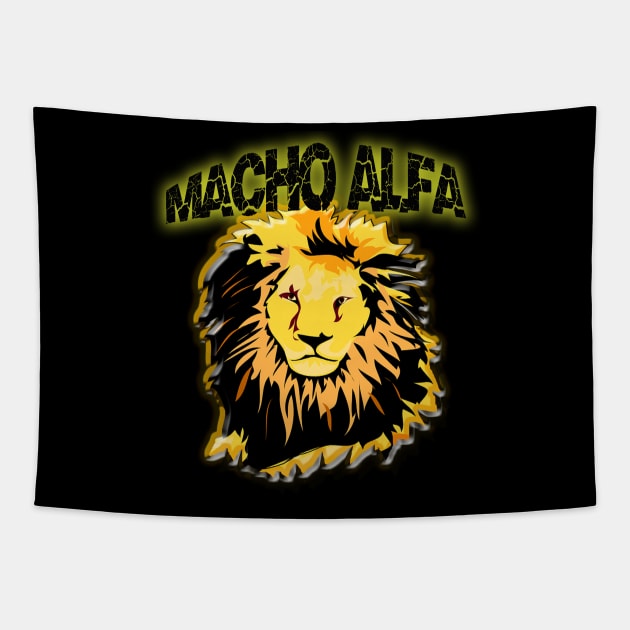 Lion Desing Macho Alfa Tapestry by albaley