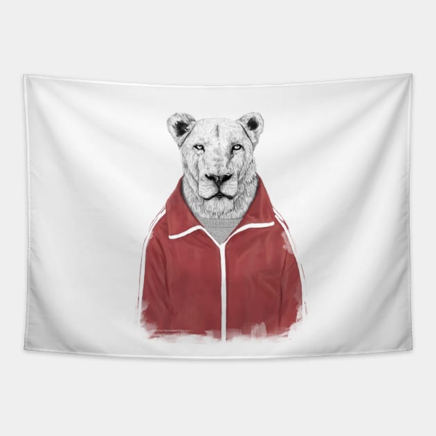 Sporty lion Tapestry by soltib