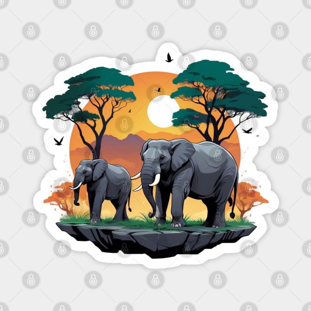 Elephant Sunset Magnet by Urbanprint