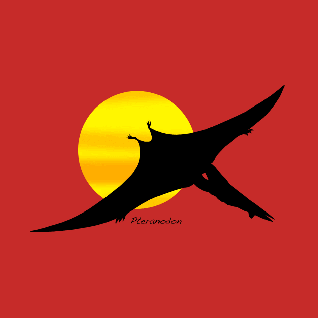 Pteranodon Silhouette with Sun by davidroland