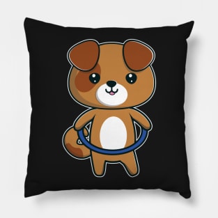 Cute Kawaii Dog Hula Hooping Gift design Pillow