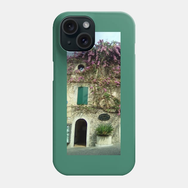 Italian cafe with bougainvillea on the roof Phone Case by Domingo-pl