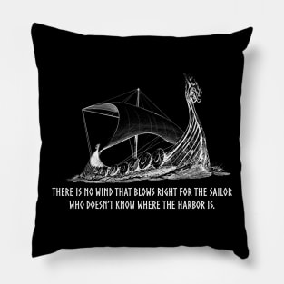 Norwegian Viking Proverb On Sailing - Norse Longship Pillow